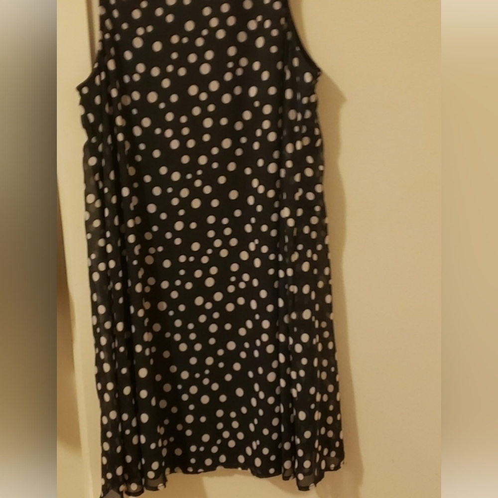 R&K Black and White Polka Dot Shift Dress Size 14